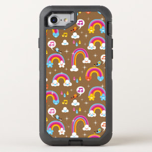 cute rainbows pattern OtterBox defender iPhone SE/8/7 case
