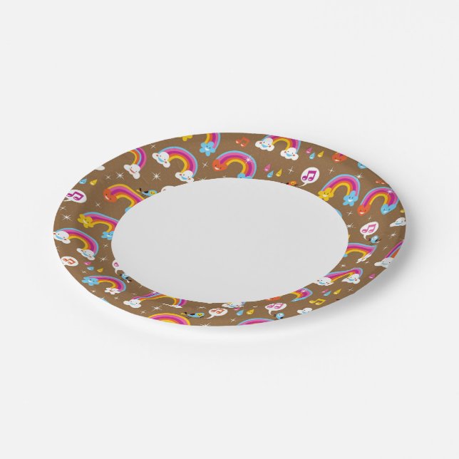 cute rainbows pattern paper plates (Angled)