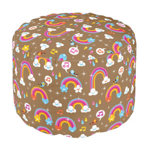 cute rainbows pattern pouf