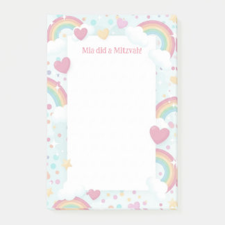 Cute Rainbows Personalized Mitzvah pad Post-it Notes