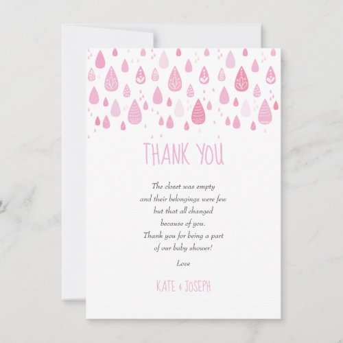 Cute Raindrops Baby Girl Shower Thank You Poem