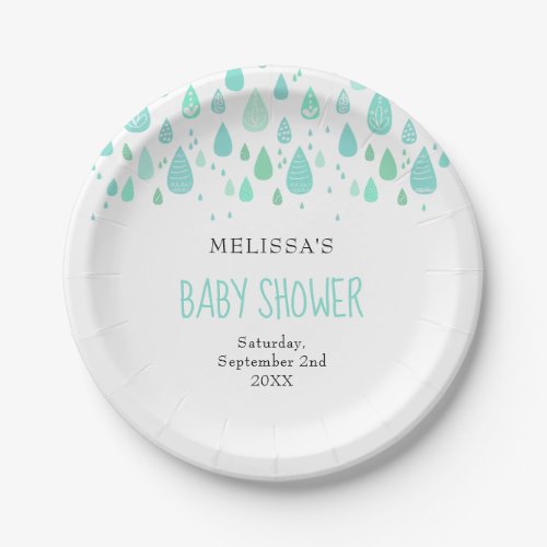 Cute Raindrops Baby Shower  Sprinkle  Couples Paper Plates