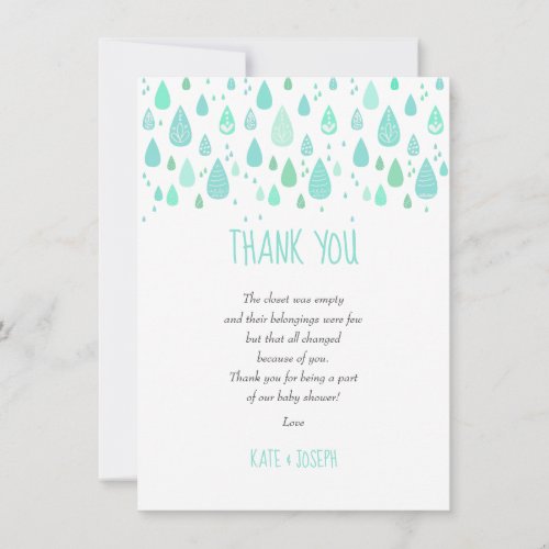 Cute Raindrops Baby Shower Thank You Poem
