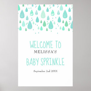 Cute Raindrops Baby Sprinkle / Shower Welcome Poster