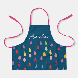Cute raindrops colorful kids art or cooking apron