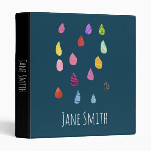 Cute raindrops colorful rain art 3 ring binder