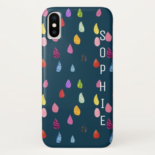 Cute raindrops colorful rain art iPhone XS case