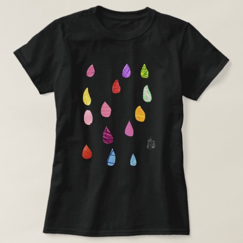 Cute raindrops colorful rain art T_Shirt