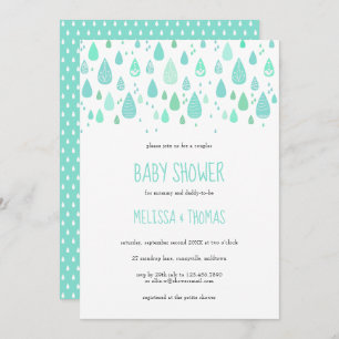 Cute Raindrops Couples Baby Shower / Sprinkle Invitation