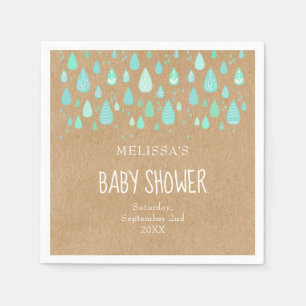 Cute Raindrops Couples Baby Shower/Sprinkle Rustic Napkins