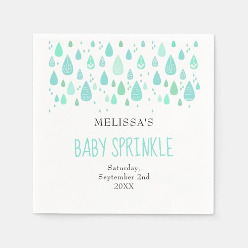 Cute Raindrops Couples Baby Sprinkle  Shower Napkins