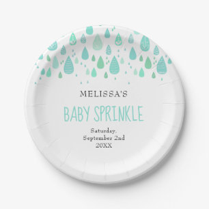 Cute Raindrops Couples Baby Sprinkle / Shower Paper Plates
