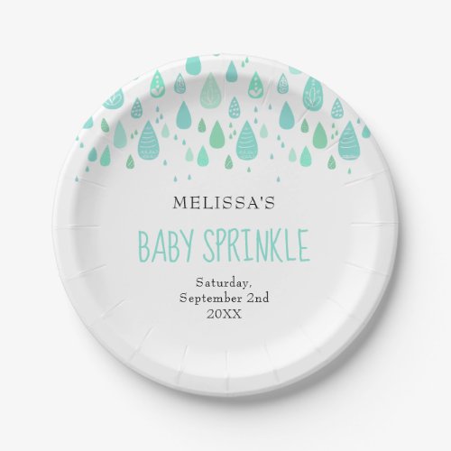 Cute Raindrops Couples Baby Sprinkle  Shower Paper Plates