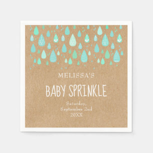 Cute Raindrops Couples Baby Sprinkle/Shower Rustic Napkins