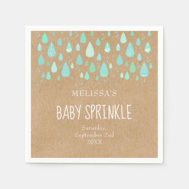 Cute Raindrops Couples Baby Sprinkle/Shower Rustic Napkins (Front)