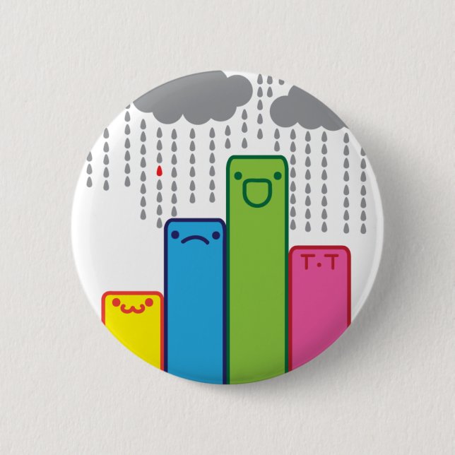 Cute raining block art button (Front)