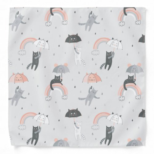 Cute Raining Cats Pattern Bandana