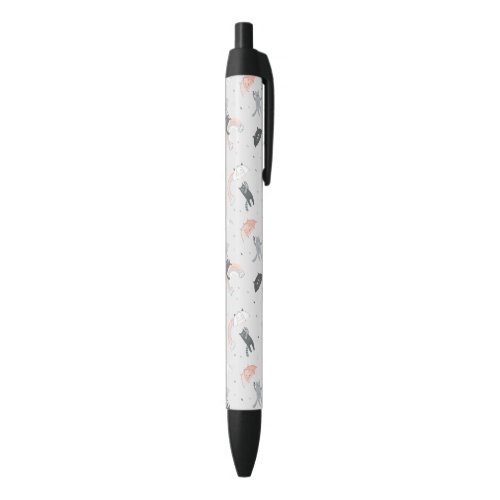 Cute Raining Cats Pattern Black Ink Pen