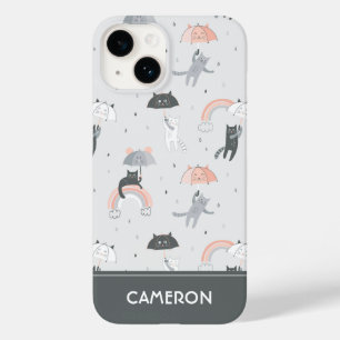 Cute Raining Cats Pattern Case-Mate iPhone 14 Case