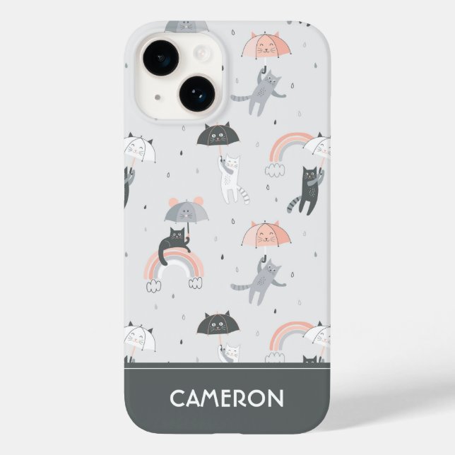 Cute Raining Cats Pattern Case-Mate iPhone Case (Back)