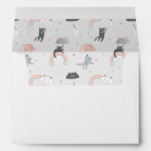 Cute Raining Cats Pattern Envelope