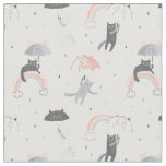 Cute Raining Cats Pattern Fabric