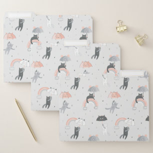 Cute Raining Cats Pattern File Folder