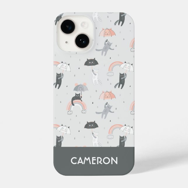Cute Raining Cats Pattern iPhone Case (Back)