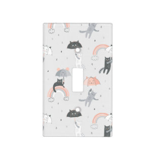 Cute Raining Cats Pattern Light Switch Cover