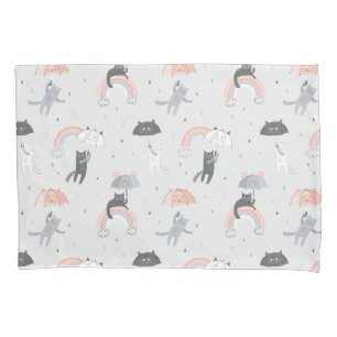 Cute Raining Cats Pattern Pillow Case