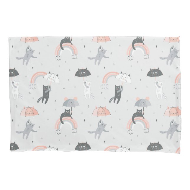 Cute Raining Cats Pattern Pillow Case (Front)