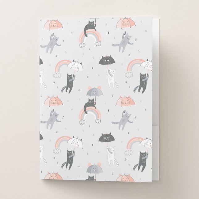 Cute Raining Cats Pattern Pocket Folder (Front)