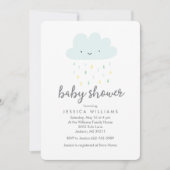 Cute Rainy Cloud Baby Shower Invitation in Blue (Front)