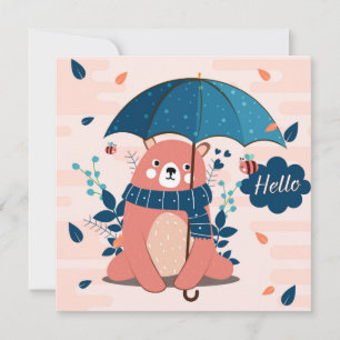 Cute Rainy Day Bear Holiday Card