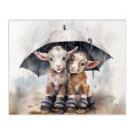 Cute Rainy Day Goats  Acrylic Print