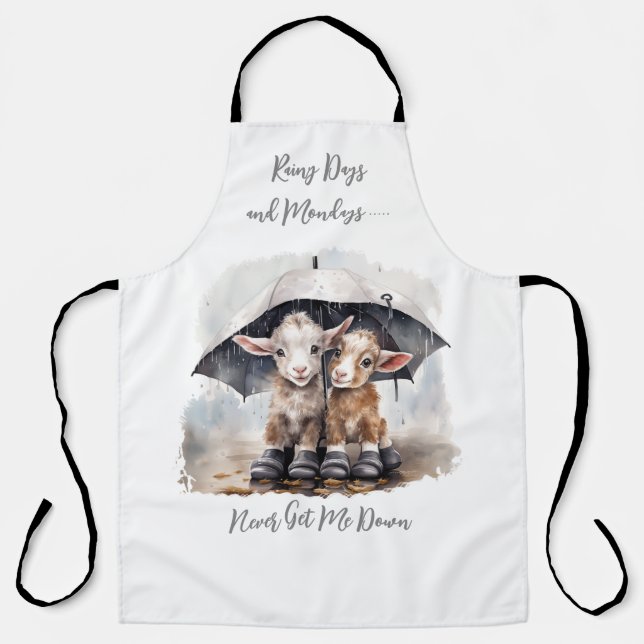 Cute Rainy Day Goats Apron (Front)