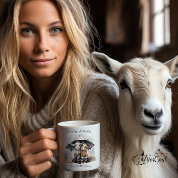 Cute Rainy Day Goats Coffee Mug by getyergoat at Zazzle
