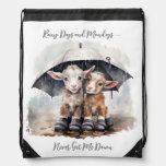 Cute Rainy Day Goats Drawstring Bag
