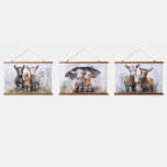 Cute Rainy Day Goats  Hanging Tapestry
