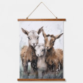 Cute Rainy Day Goats  Hanging Tapestry (Front)