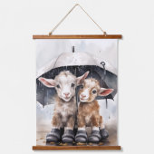 Cute Rainy Day Goats  Hanging Tapestry (Front 2)