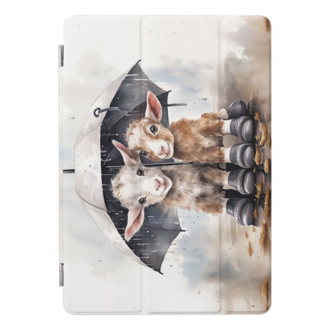 Cute Rainy Day Goats  iPad Pro Cover (Front)