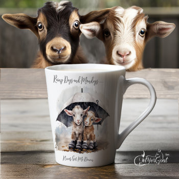 Cute Rainy Day Goats Latte Mug by getyergoat at Zazzle