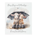 Cute Rainy Day Goats  Metal Print
