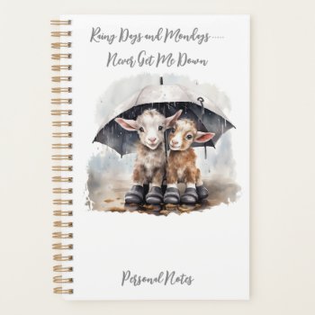 Cute Rainy Day Goats  Planner by getyergoat at Zazzle