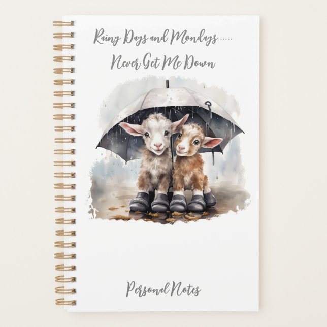 Cute Rainy Day Goats  Planner (Front)