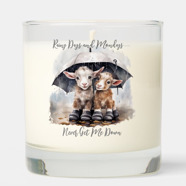 Cute Rainy Day Goats  Scented Candle (Front)