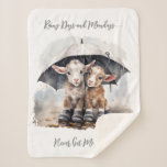 Cute Rainy Day Goats Sherpa Blanket