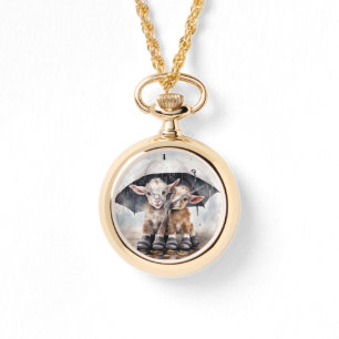 Cute Rainy Day Goats Watch