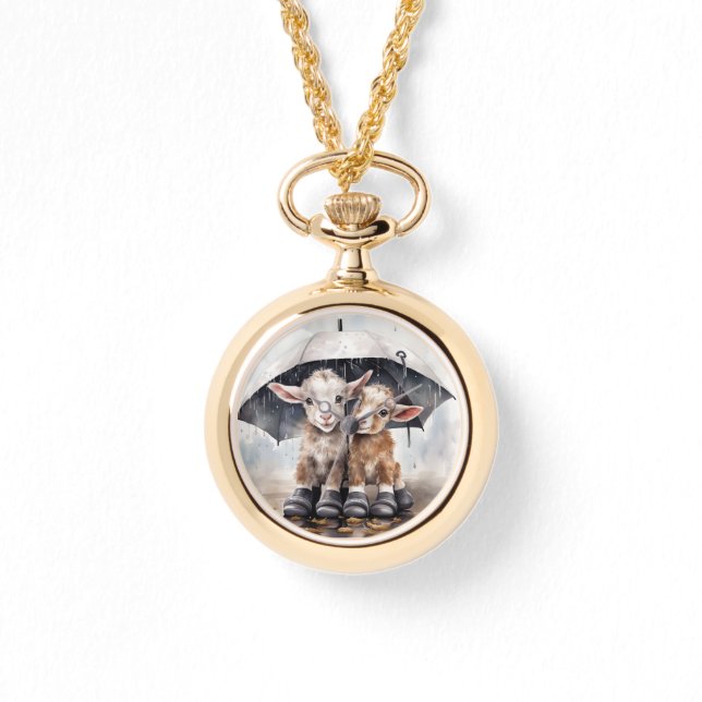Cute Rainy Day Goats  Watch (Front)